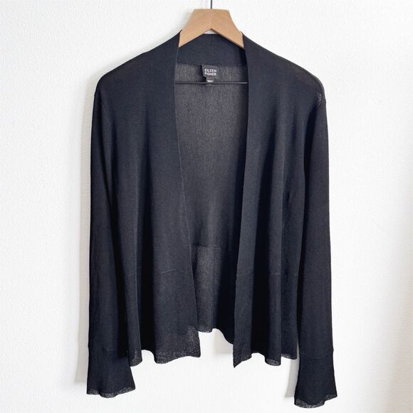 Eileen Fisher Sweater Womens Medium Black Cardigan Open Capsule Neutral Layering - Picture 1 of 15